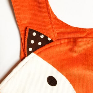 Fox girls Dress original play pinafore in orange corduroy image 5