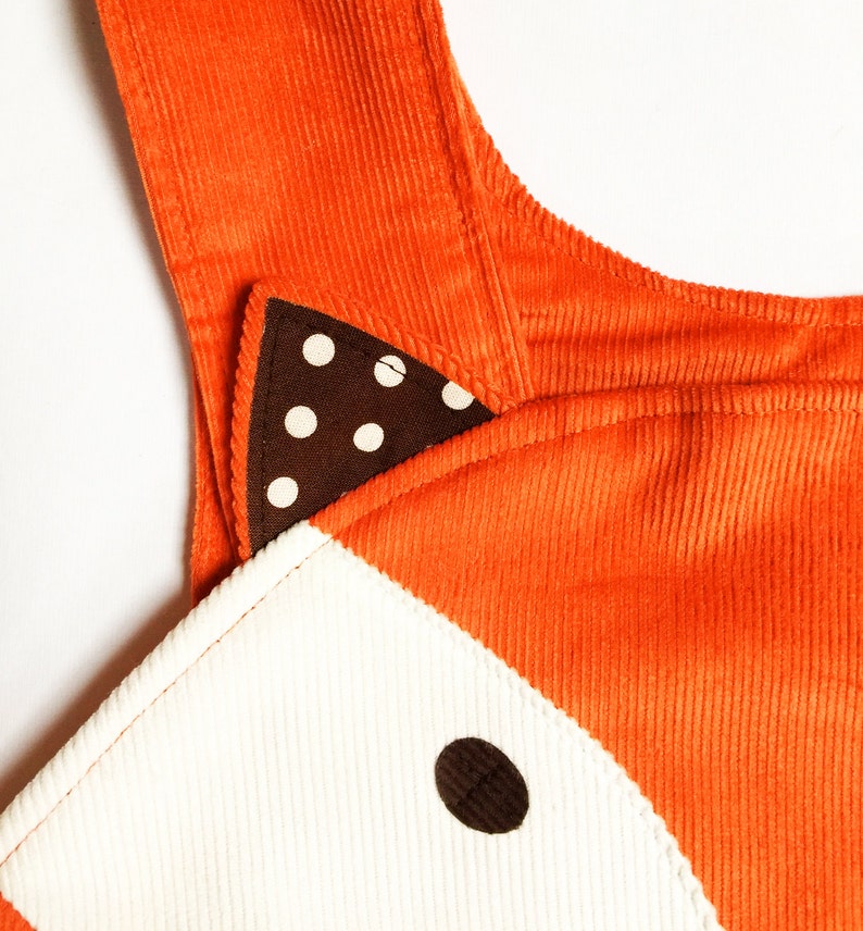 Fox girls Dress original play pinafore in orange corduroy image 5