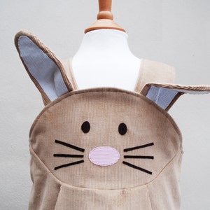 Easter Bunny Rabbit girls pinafore dress costume in caramel or pink cord image 4