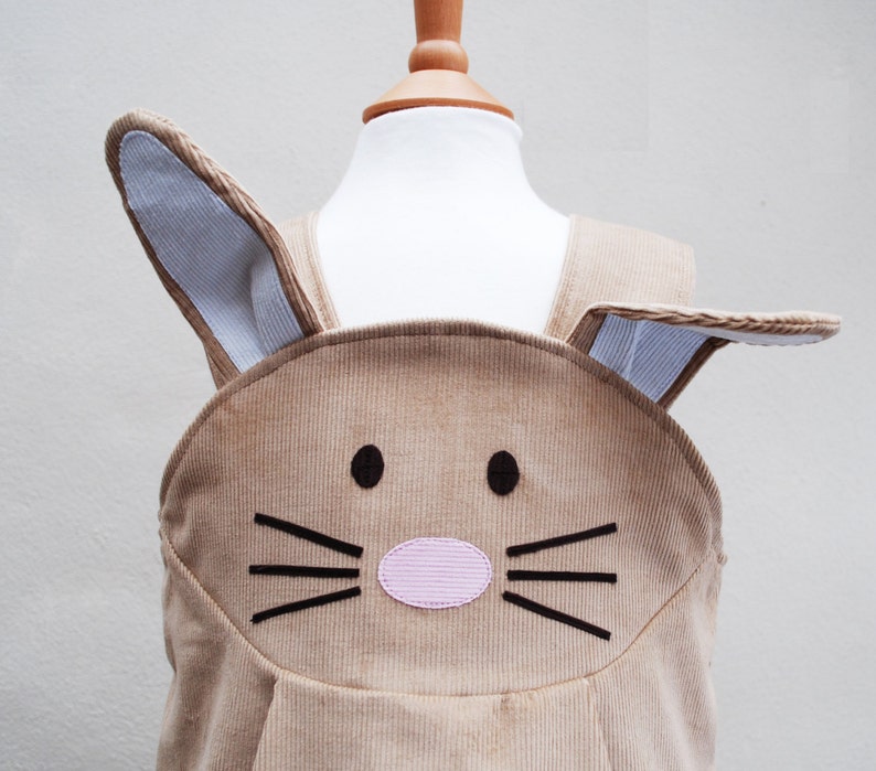 Easter Bunny Rabbit girls pinafore dress costume in caramel or pink cord image 4