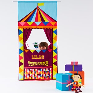 Personalised Puppet Theatre , circus doorway theatre with optional hand puppets image 1