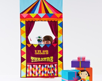 Personalised Puppet Theatre , circus doorway theatre with optional  hand puppets