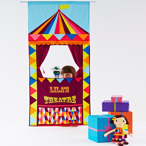 Personalised Puppet Theatre , circus doorway theatre with optional  hand puppets
