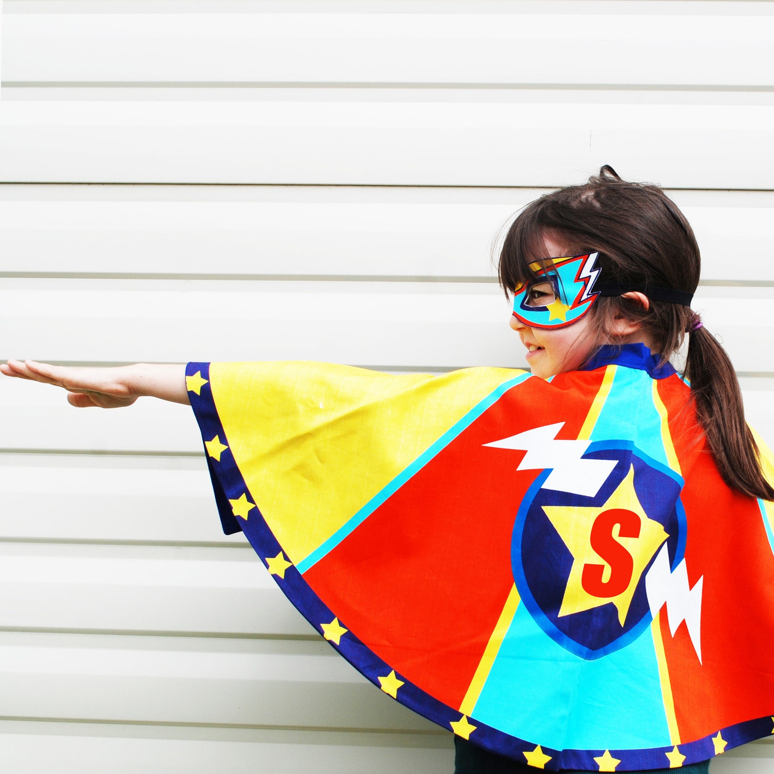 Personalized Superhero Cape for Kids - Blue and Red Satin Cape for Boys and Girls Ages 3-5