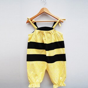 Bumble Bee baby romper costume in yellow and black image 4