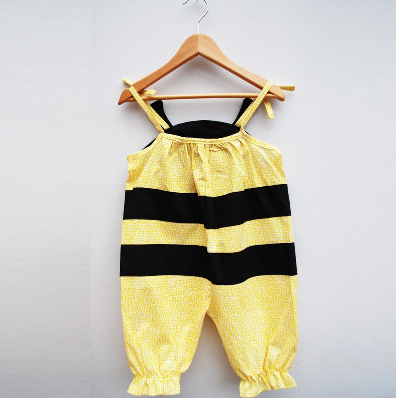 Bumble Bee baby romper costume in yellow and black image 4