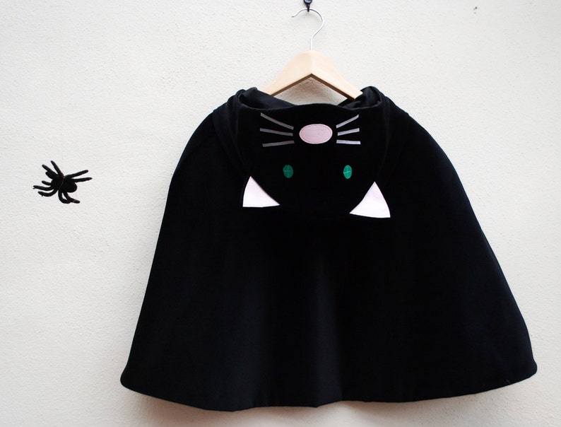 Cat fancy dress cape handmade in black velvet corduroy image 3