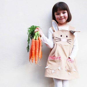 Easter Bunny Rabbit girls pinafore dress costume in caramel or pink cord image 2