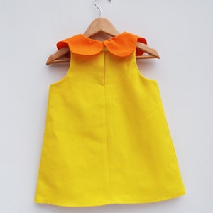 Yellow Flower Collar Girls Dress in cotton canvas 60's style image 4