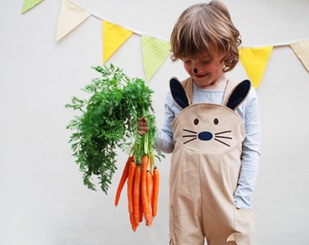 Easter Bunny Rabbit dungaree overalls for children.