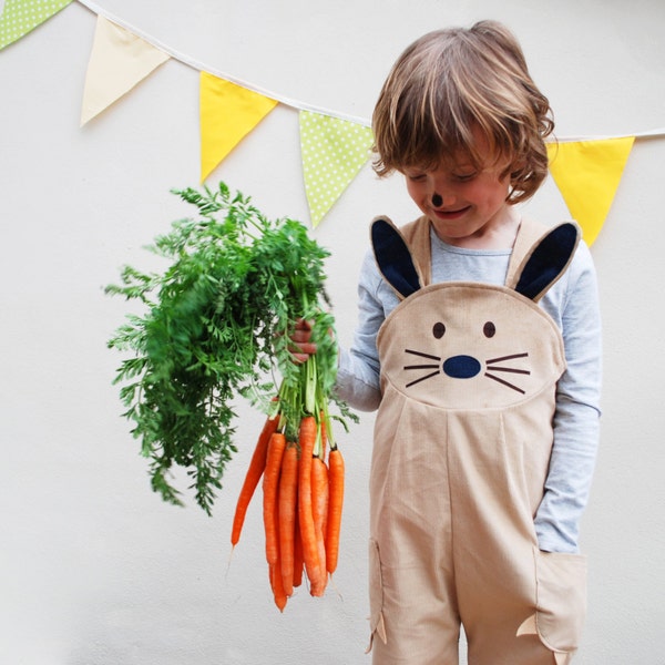 Easter Bunny Rabbit dungaree overalls for children.