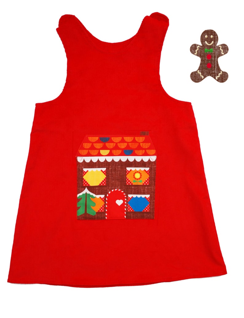 Gingerbread man girls red Christmas dress image 5