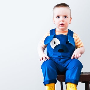 puppy dog dungaree overalls in blue cord image 1