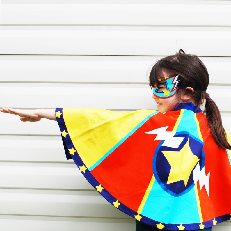 Kids Butterfly Superhero Cape and mask dress up carnival costume set image 9