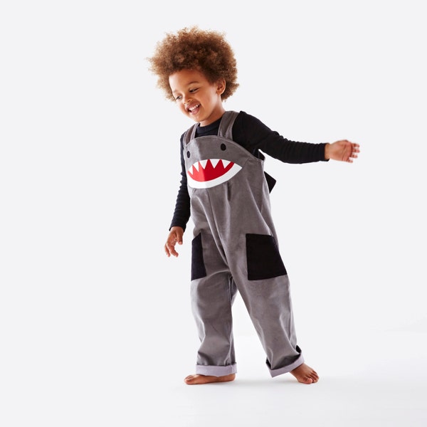 Shark dungaree kids overalls by Wild Things