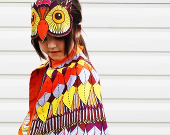 Kids, teen, adult Owl dress up costume super hero cape and mask set