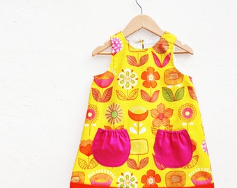 Girls Retro Modern Flower dress