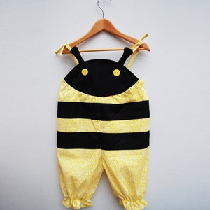 Bumble Bee baby romper costume in yellow and black image 3