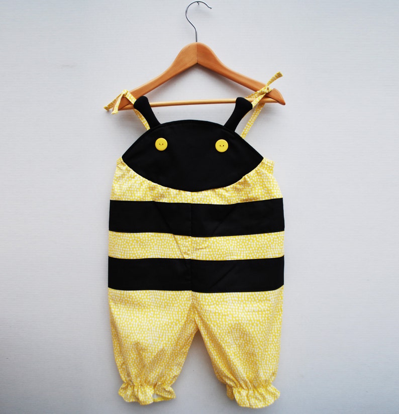 Bumble Bee baby romper costume in yellow and black image 3