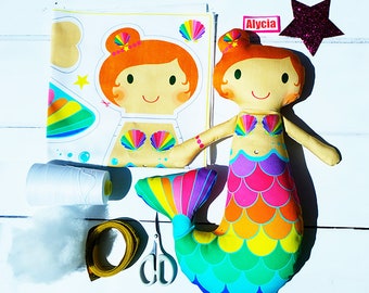 Mermaid craft plush doll kit make your own DIY personalised rag doll