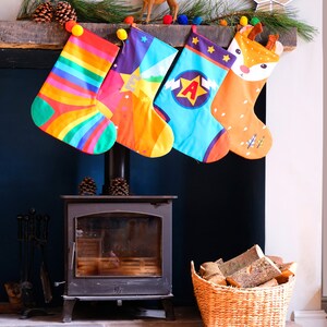 Rainbow stripe Christmas Santa stocking , rainbow lovers kitsch giant stripe sock festive holiday hanging image 4