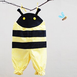 Bumble Bee baby romper costume in yellow and black image 2