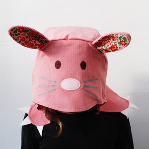 Bunny rabbit kids hat in Liberty pink image 1