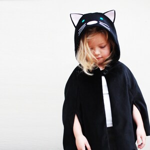 Cat fancy dress cape handmade in black velvet corduroy image 2