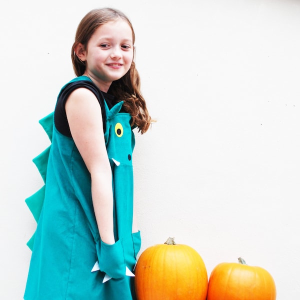 Dragon monster dinosaur pinafore dress