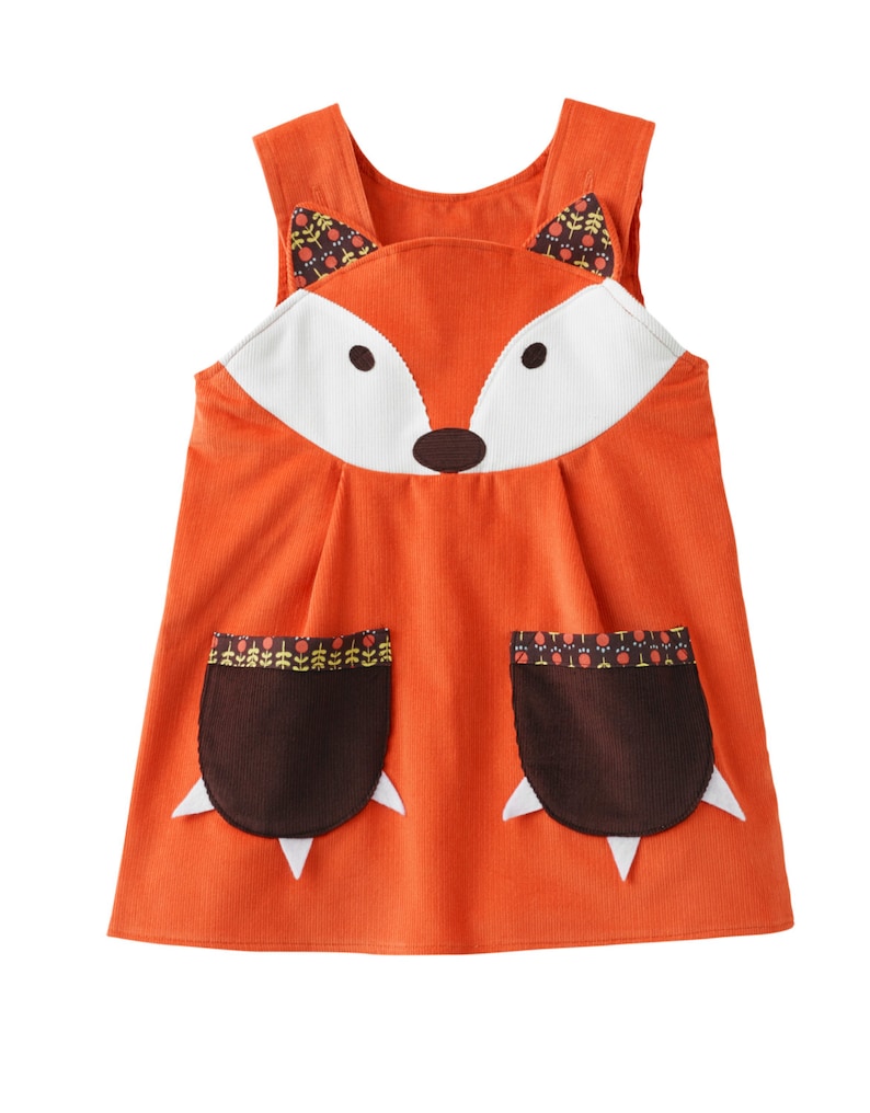 Fox girls Dress original play pinafore in orange corduroy image 3