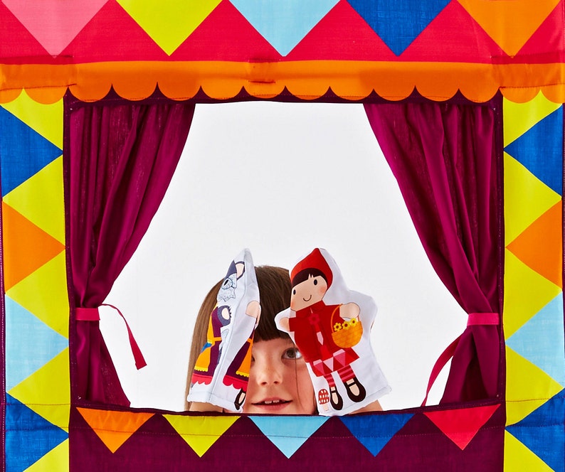 Personalised Puppet Theatre , circus doorway theatre with optional hand puppets image 3