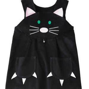 Girls Halloween cat dress , baby dress, toddler girls pinafore dress image 5