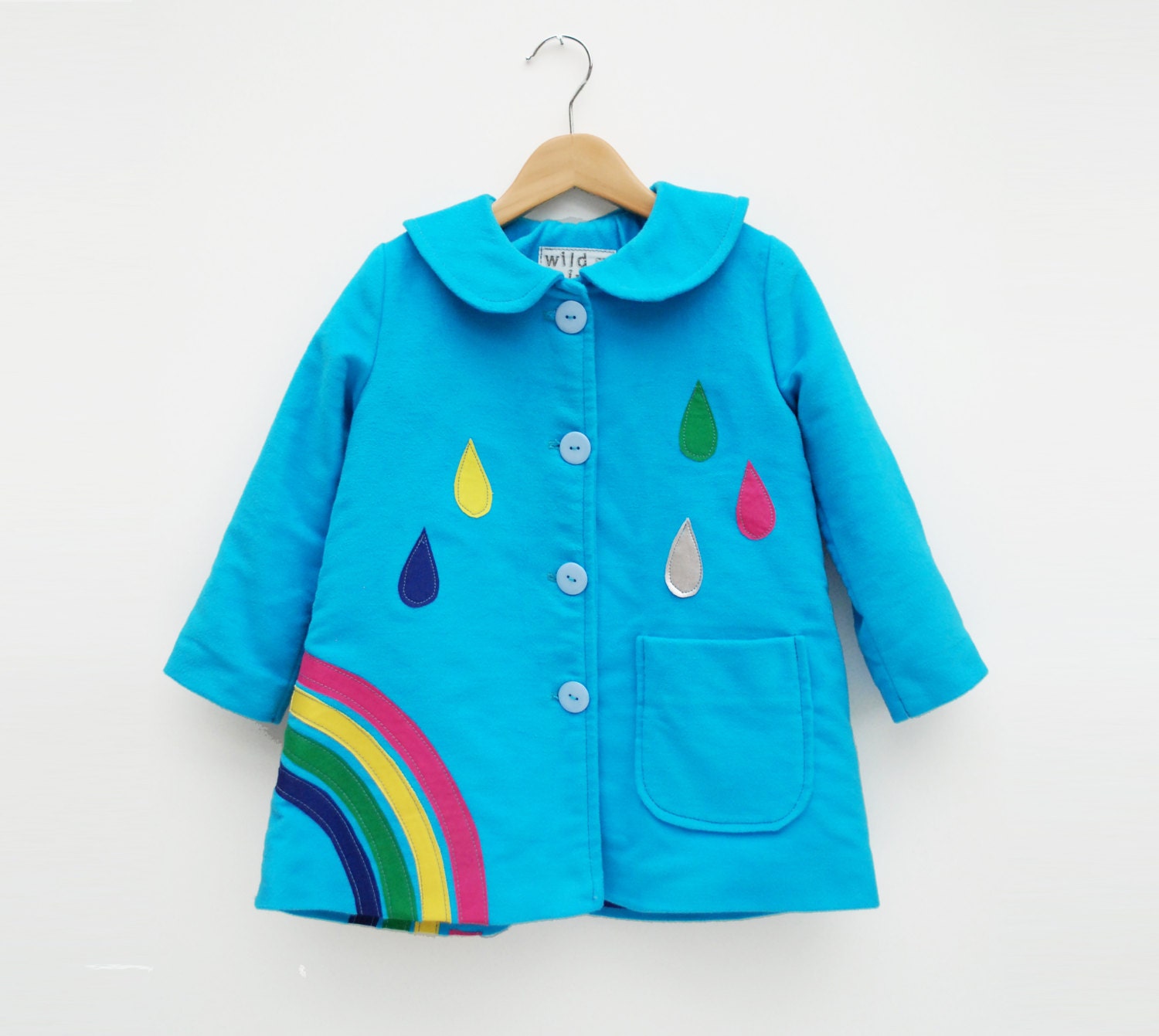 Kleding Meisjeskleding Jacks & Jassen kinderen in rijke blauwe molskin Regenboog vacht jas voor peuters 