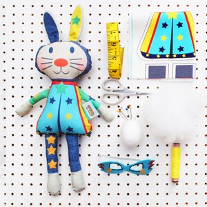 Easter Bunny Doll personalised sewing kit, plush doll kit, doll sewing pattern, super bunny, Easter bunny image 2