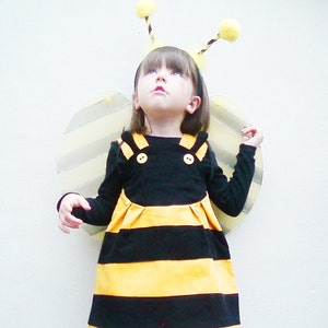 Honey BEE bumble bee toddler Girls Dress-yellow & black cotton corduroy-Sizes 6m-1t-2t-3t-4t-5t-6t