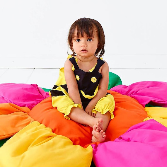Infant Girls Baby Romper Yellow & Pink Bumble Bee Stripe Bodysuit Creeper 