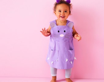 Baby Mouse dress up play dress in soft lavender cord with glitter ears