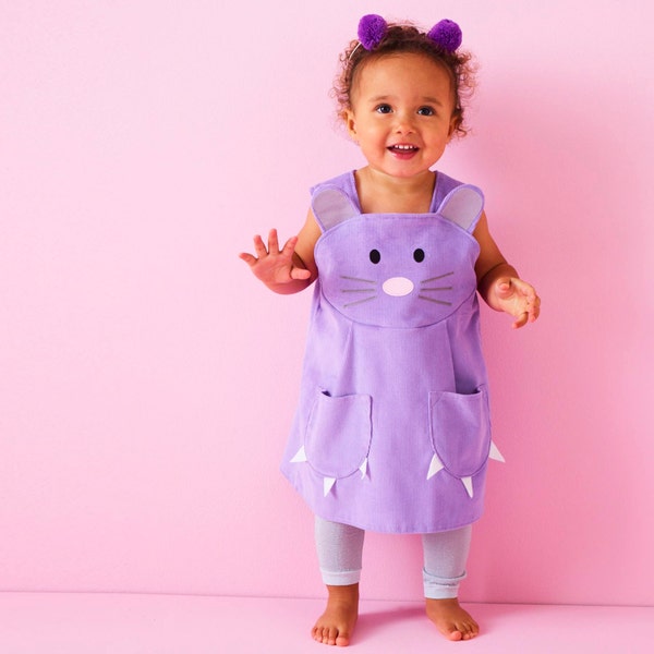 Baby Mouse dress up play dress in soft lavender cord with glitter ears