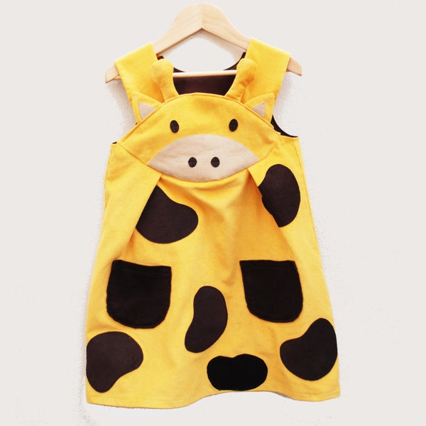 giraffe character girls pinafore dress