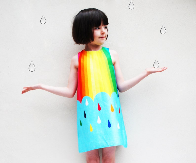 Girls Dress in rainbow spectrum print image 2