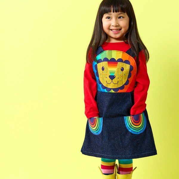 Rainbow lion pinafore dress