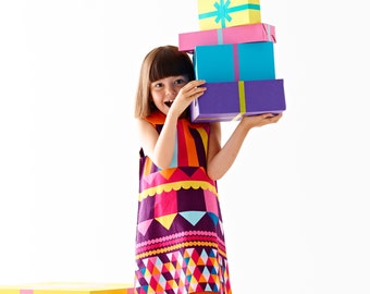 Carousel geometric printed girls dress