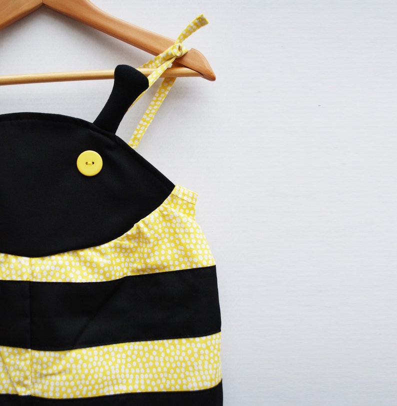 Bumble Bee baby romper costume in yellow and black image 5