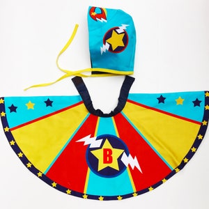 Personalised Kids Superhero Rainbow Cape and mask set, superstar super girl boy, superhero dress up cape set, add power cuffs image 8