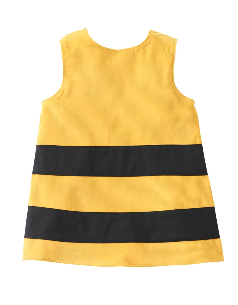 BEE-Girls Dress-yellow & black cotton corduroy-Sizes image 2