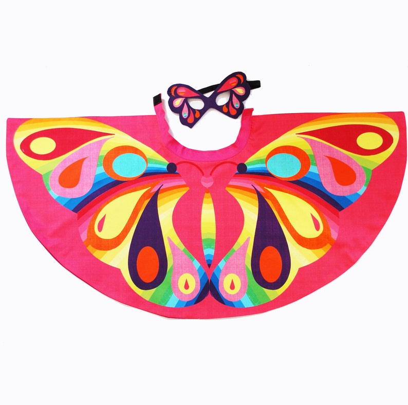 Kids Butterfly Superhero Cape and mask dress up carnival costume set image 5