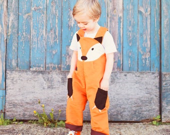 Fox dungaree overalls for toddler boy girl