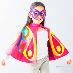 Kids Butterfly Superhero Cape and mask dress up carnival costume set image 1