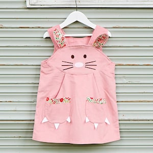 Easter Bunny Rabbit girls pinafore dress costume in caramel or pink cord image 9