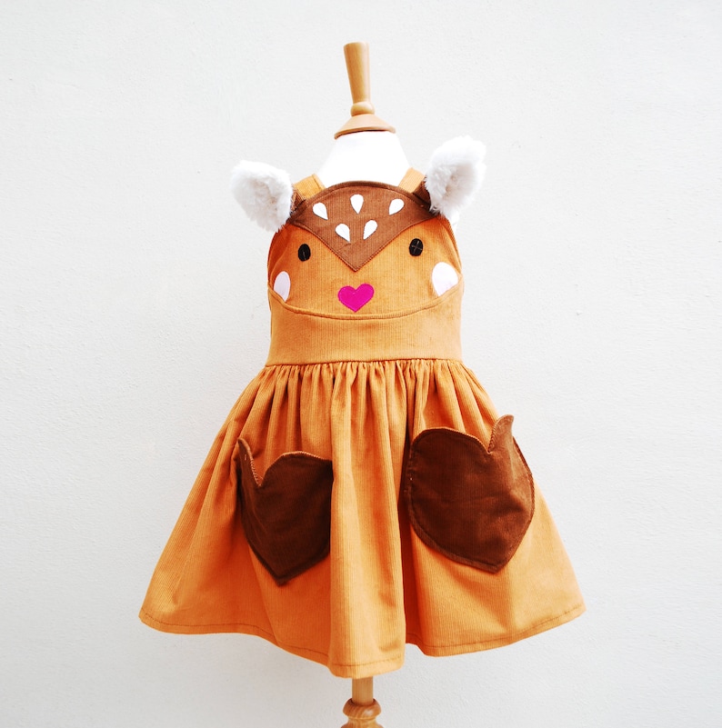 Bambi girls pinafore dress fawn costume baby deer